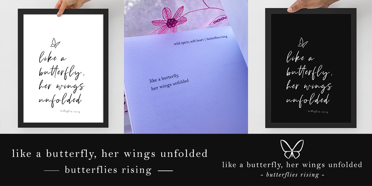 like a butterfly, her wings unfolded - butterflies rising posters